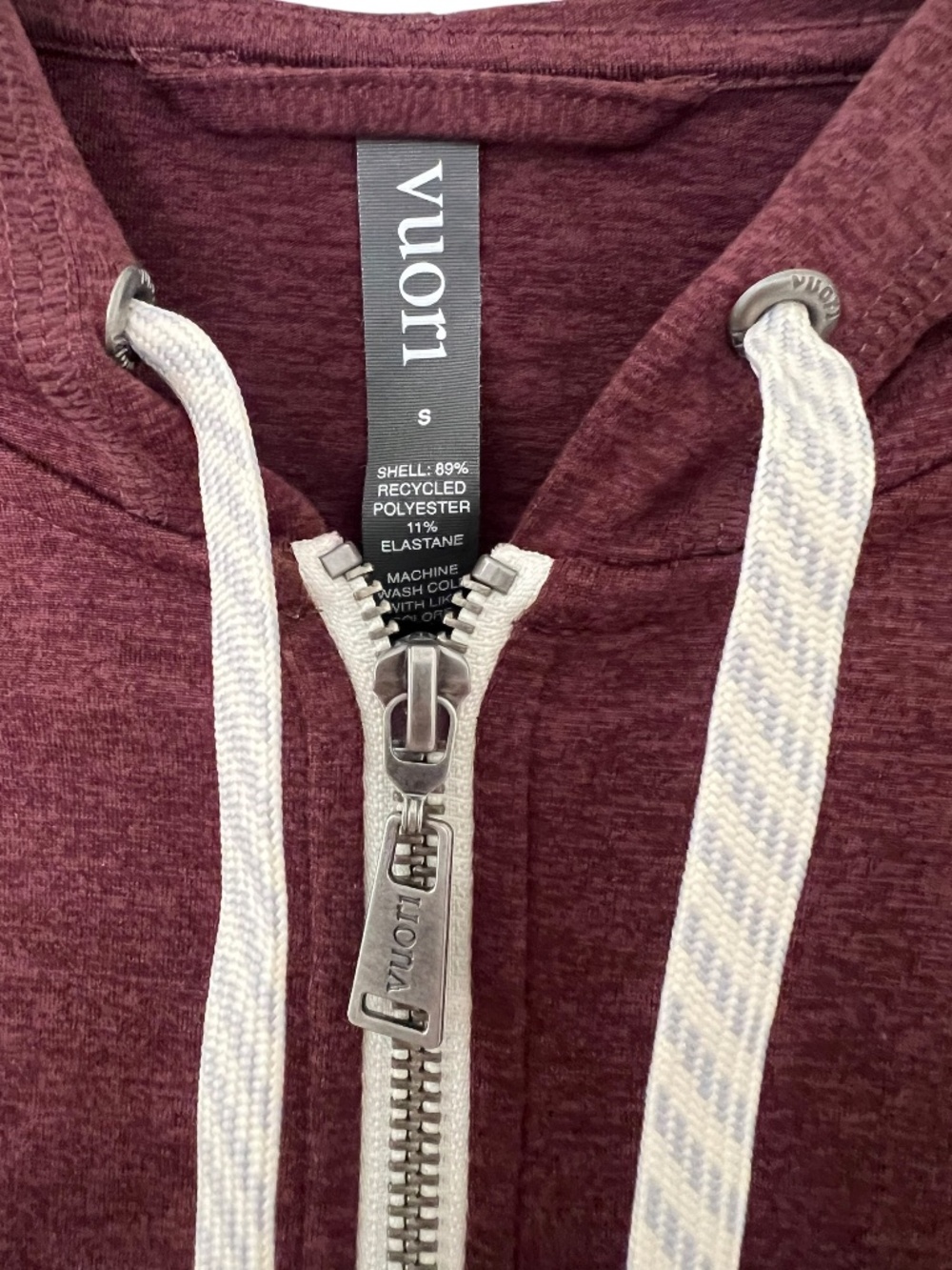 Vuori Halo Modern Full Zip Hoodie Heathered Maroon (S) - Picture 4 of 5